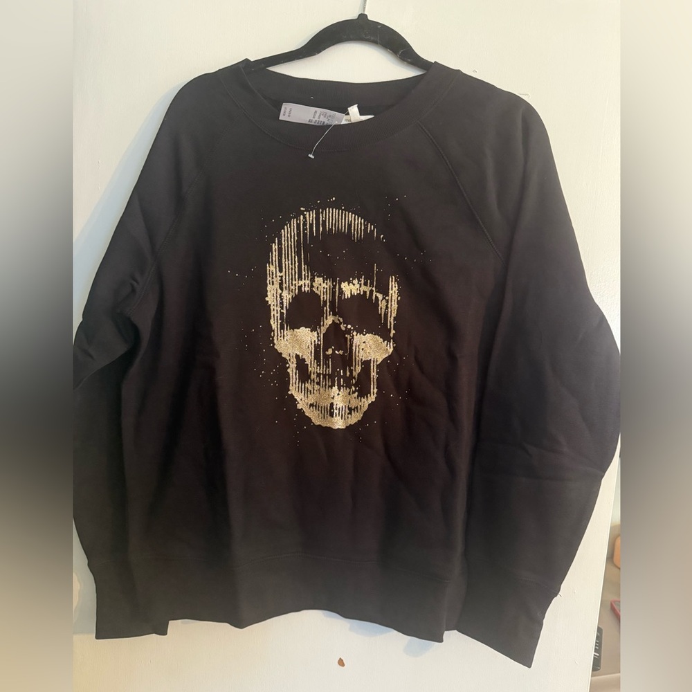 Black Skull Graphic Womens Sweatshirt